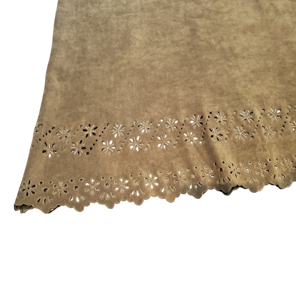 Ojai Clothing Faux Suede Skirt Size 12 Brown Green Bohemian Boho Western Y2K Vtg - Picture 5 of 8
